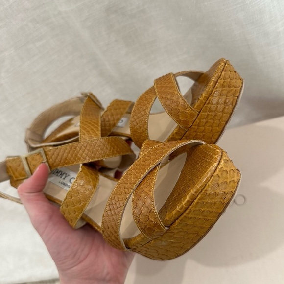 Jimmy Choo louisa mustard snake print leather high heels - Picture 7 of 10